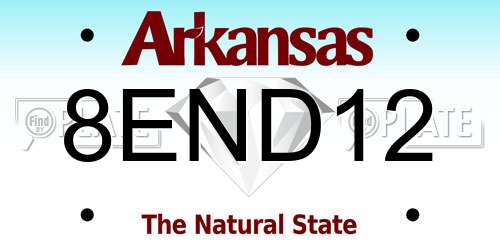 8END12 Arkansas License Plate