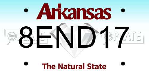 8END17 Arkansas License Plate
