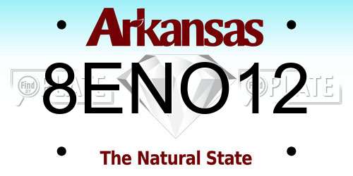 8ENO12 Arkansas License Plate