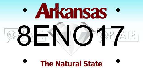 8ENO17 Arkansas License Plate