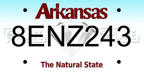 8ENZ243 Arkansas License Plate