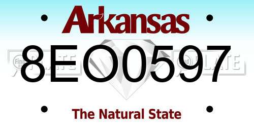 8EO0597 Arkansas License Plate