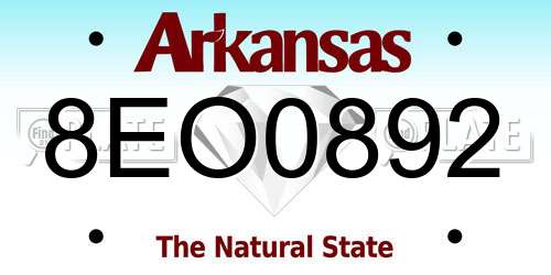 8EO0892 Arkansas License Plate