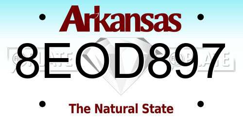 8EOD897 Arkansas License Plate