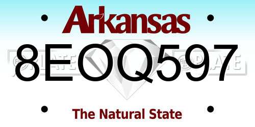 8EOQ597 Arkansas License Plate