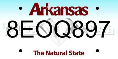8EOQ897 Arkansas License Plate