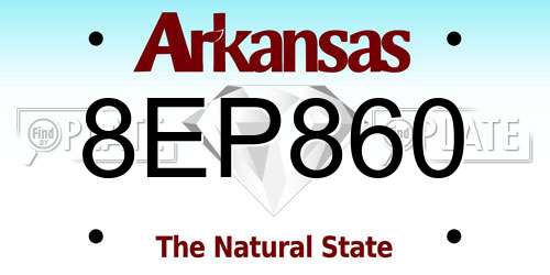 8EP860 Arkansas License Plate