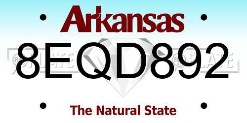 8EQD892 Arkansas License Plate