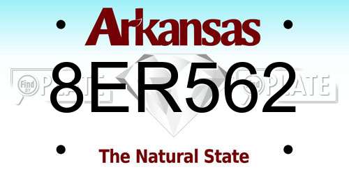8ER562 Arkansas License Plate