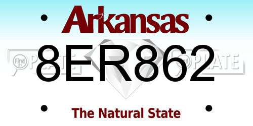8ER862 Arkansas License Plate