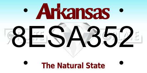 8ESA352 Arkansas License Plate