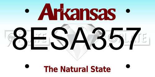 8ESA357 Arkansas License Plate