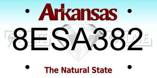 8ESA382 Arkansas License Plate