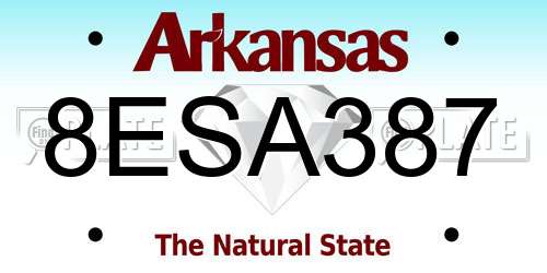 8ESA387 Arkansas License Plate