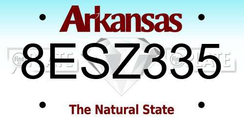 8ESZ335 Arkansas License Plate