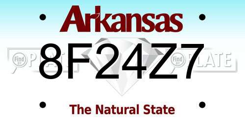 8F24Z7 Arkansas License Plate