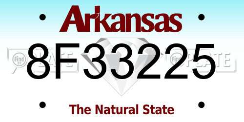 8F33225 Arkansas License Plate