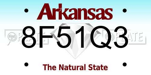 8F51Q3 Arkansas License Plate