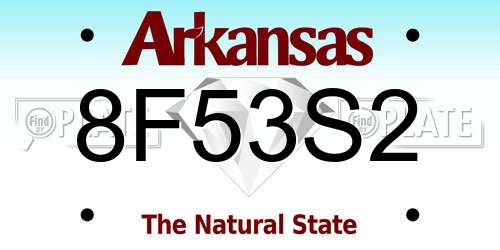 8F53S2 Arkansas License Plate
