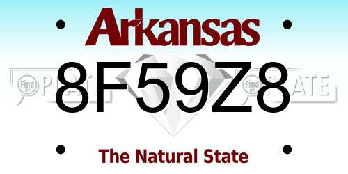 8F59Z8 Arkansas License Plate