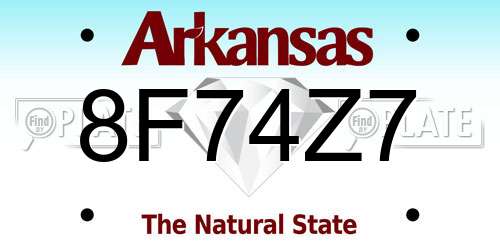 8F74Z7 Arkansas License Plate