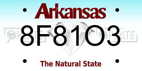 8F81O3 Arkansas License Plate