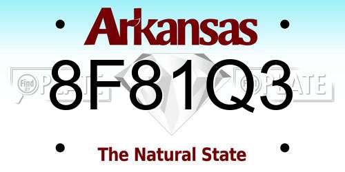 8F81Q3 Arkansas License Plate