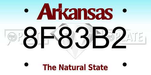8F83B2 Arkansas License Plate