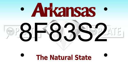 8F83S2 Arkansas License Plate