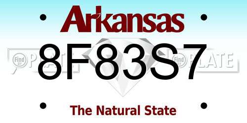 8F83S7 Arkansas License Plate