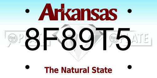 8F89T5 Arkansas License Plate