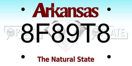 8F89T8 Arkansas License Plate