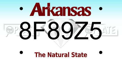 8F89Z5 Arkansas License Plate