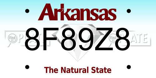 8F89Z8 Arkansas License Plate