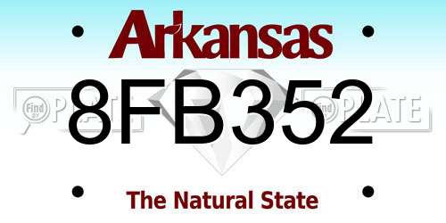 8FB352 Arkansas License Plate