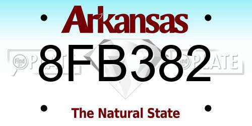 8FB382 Arkansas License Plate