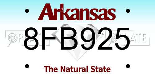 8FB925 Arkansas License Plate