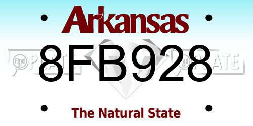 8FB928 Arkansas License Plate