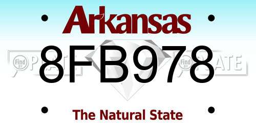 8FB978 Arkansas License Plate