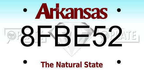 8FBE52 Arkansas License Plate