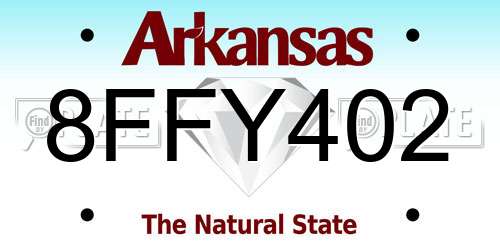 8FFY402 Arkansas License Plate