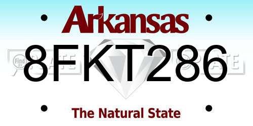 8FKT286 Arkansas License Plate