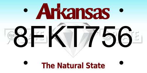 8FKT756 Arkansas License Plate