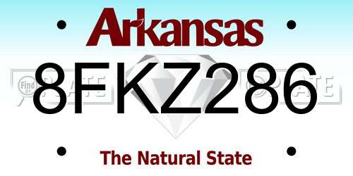8FKZ286 Arkansas License Plate