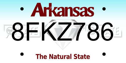 8FKZ786 Arkansas License Plate