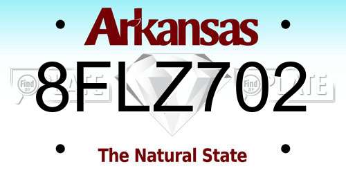 8FLZ702 Arkansas License Plate