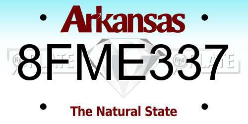 8FME337 Arkansas License Plate