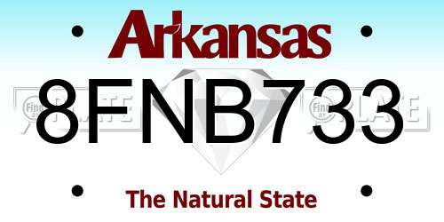 8FNB733 Arkansas License Plate