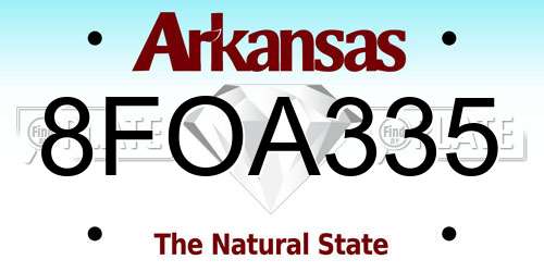 8FOA335 Arkansas License Plate