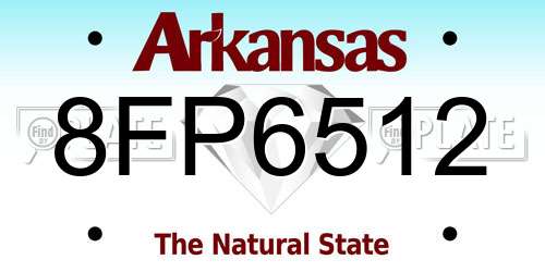 8FP6512 Arkansas License Plate